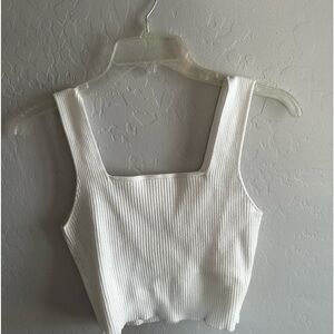 White fancy ribbed tank